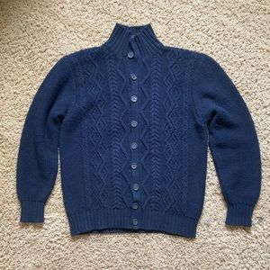 Inis Meian Navy Cable Knit Button Cardigan